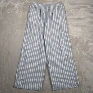 Old Navy	Women's Pants Super Wide Leg Stripes Coastal Linen Blend M Blue/Gray
